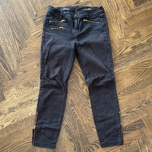 J. Crew Toothpick Pants Black With Gold Zippers Size 28